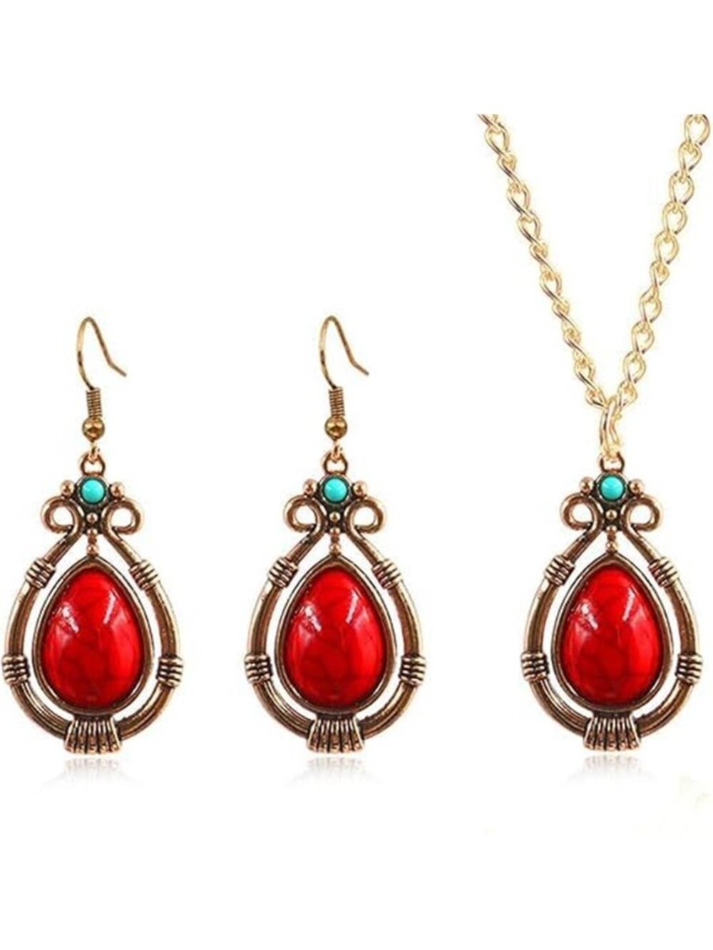 Set Classic Bohemian Red Western Jewelry Chic Dainty Antique style Jewelry